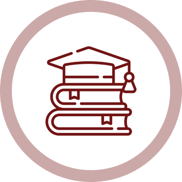 Graduation cap on stacked books icon