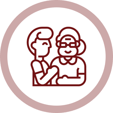 Young man helping older woman